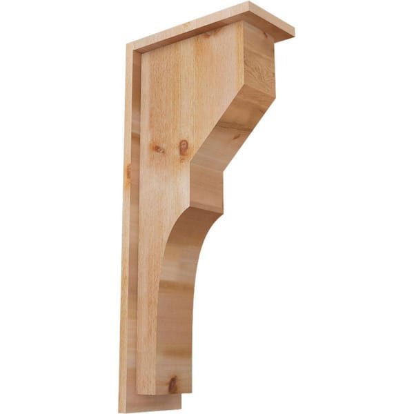 Ekena Millwork 6 in. x 12 in. x 28 in. Western Red Cedar Monterey Rough Sawn Corbel with Backplate