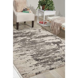 Maxell Ivory/Grey 4 ft. x 6 ft. Abstract Modern Area Rug