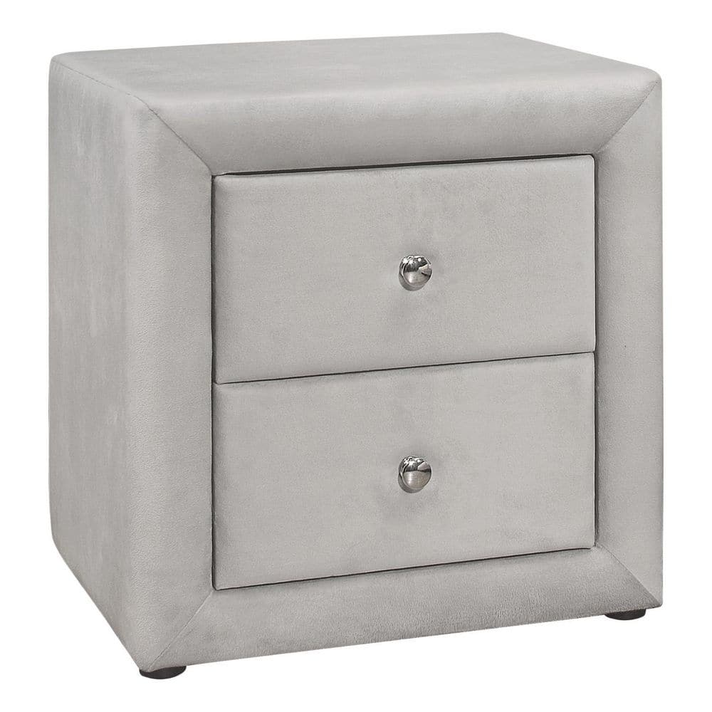 Light Gray 2 Drawer 20.5 in. W Nightstand