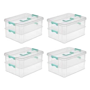 Convenient Home 0.2 Gal. 2-Tier Layer Stack Carry Storage Box in Clear (16-Pack)
