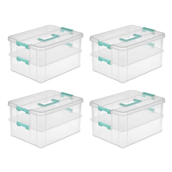 Sterilite Stack & Carry 3 Layer Handle Box & Tray, Clear