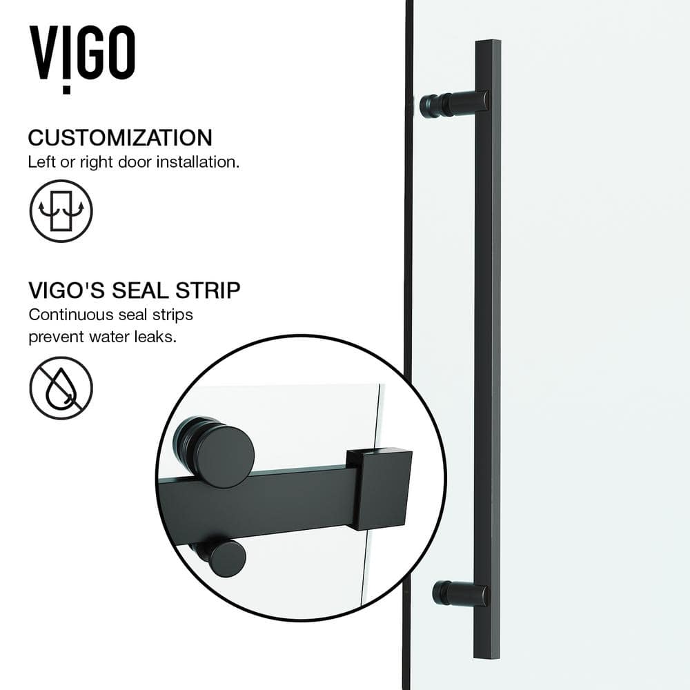 Luca 60" Matte Black Frameless Sliding Tub Door with Clear Glass