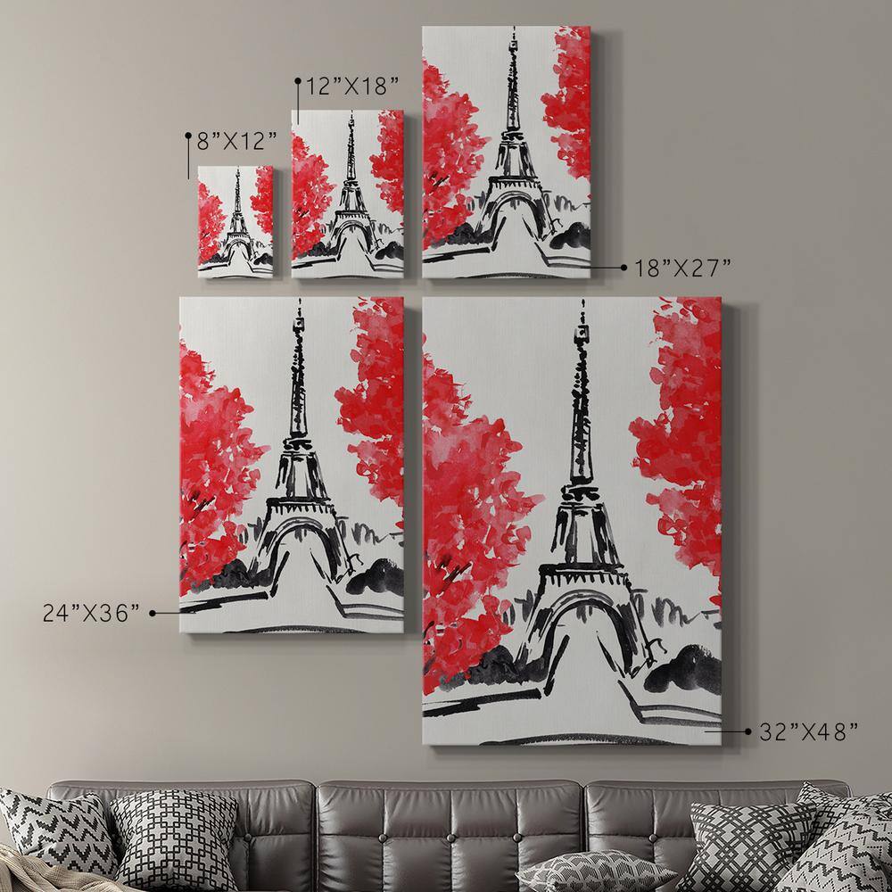 Eiffel Tower Red and Black Canvas Art with Solid Wood Frame