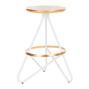 Galexia 24 in. Gold/White Backless Counter Stool