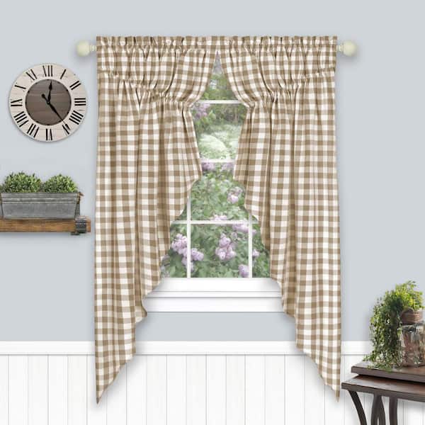 Buffalo Check 72 in. W x 63 in. L Polyester/Cotton Light Filtering Window Panel in Taupe