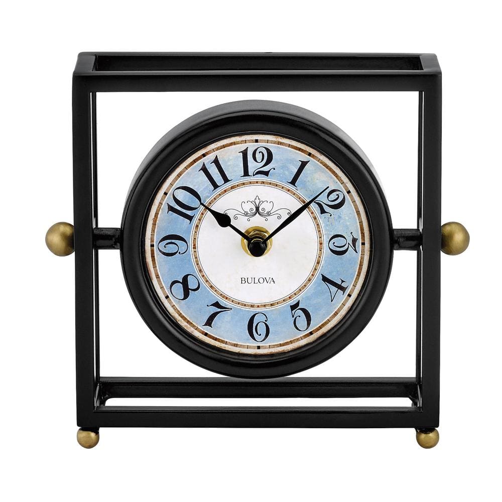 Bulova Maiden Lane Table Clock in Black Antique Metal Frame with Arabic ...