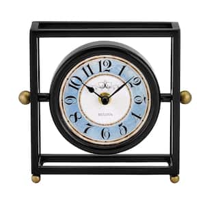 Maiden Lane Table Clock in Black Antique Metal Frame with Arabic Numerals Quartz Movement
