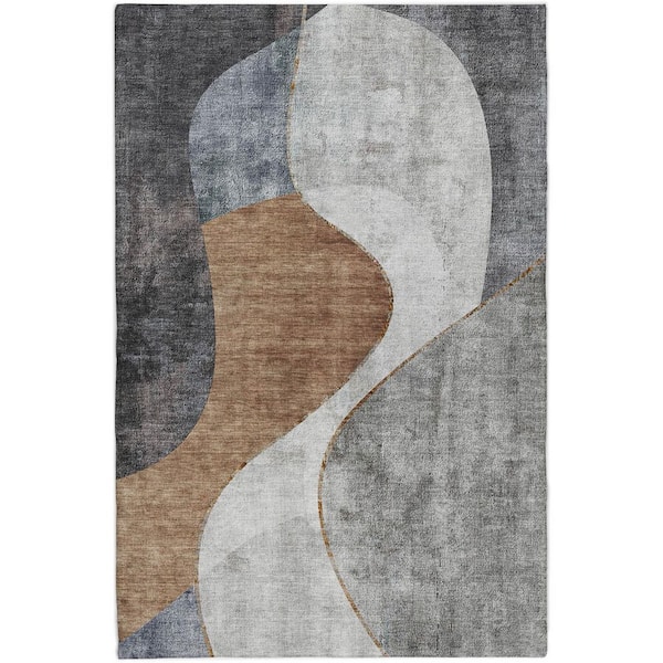 Dream Shag Premium Machine Washable Abstract ADS633 Gray 10 ft. x 14 ft. Area Rug