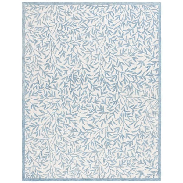 SAFAVIEH Martha Stewart Ivory/Blue 4 ft. x 6 ft. Border Abstract Floral Area Rug