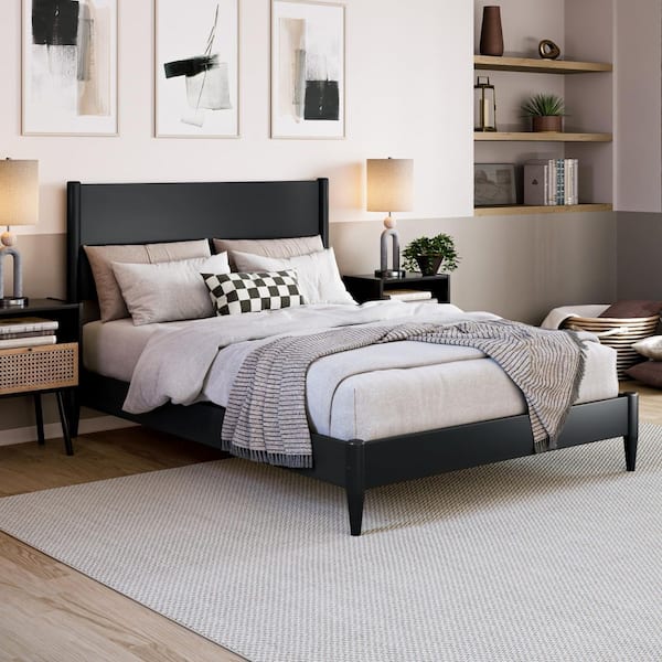 Pasadena Black Wood Frame Full Low Profile Platform Bed