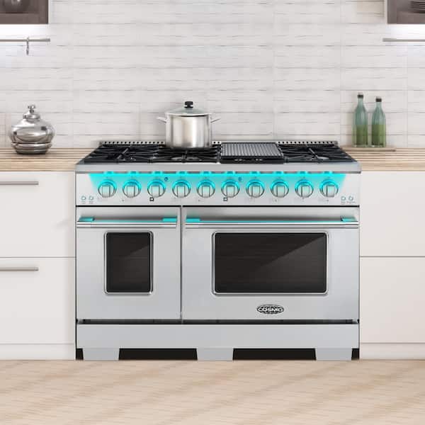 Cosmo 48 in. Vista Collection 6.6 cu. ft. Double Oven Gas Range, 8