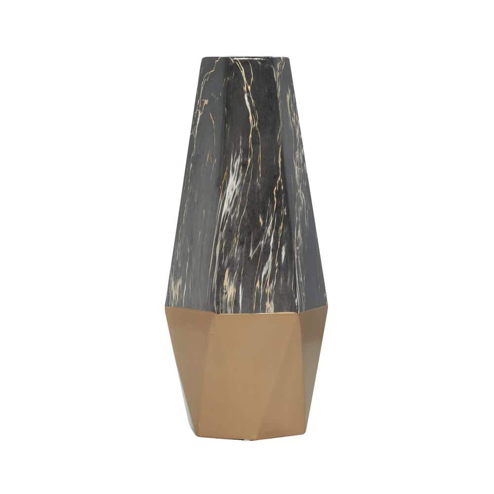 Dark Gray Faux Marble Ceramic Bud Vase 18" x 8"