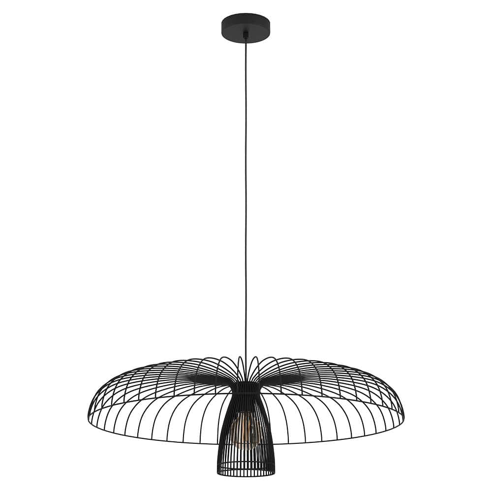 Champerico 30.43 in. W x 88.34 in. H 1-Light Black Statement Chandelier with Black Metal Dome Shade price history on PriceWatchPro