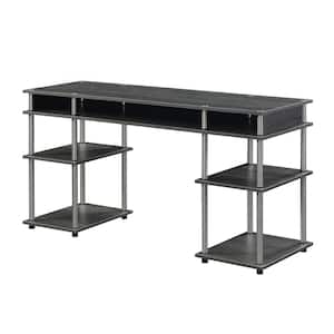 Designs2Go 59 in. Rectangle Charcoal Gray Particle Board Writing Desk with Shelves and Tool Assembly