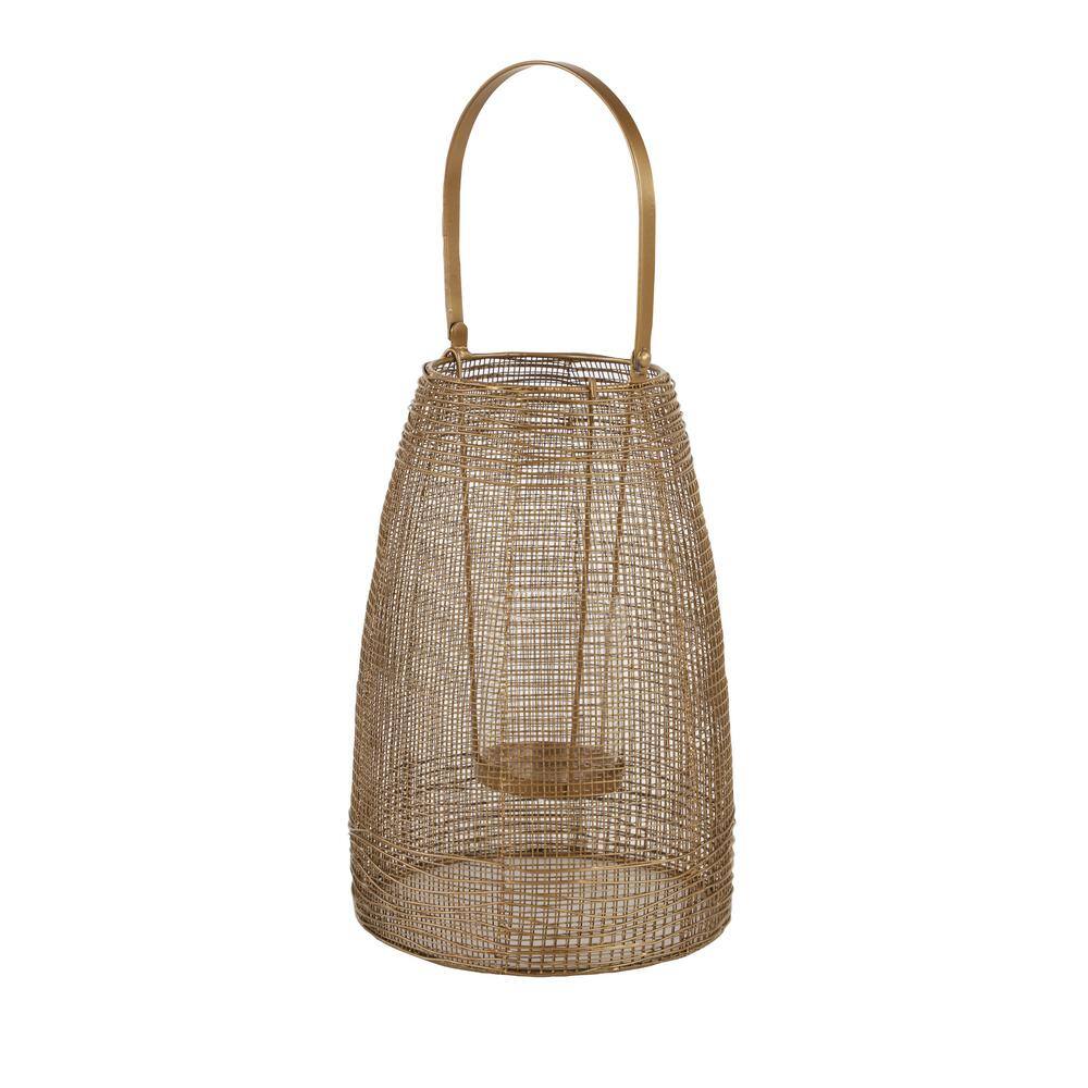 Gold Metal Hanging Hurricane Candle Lantern