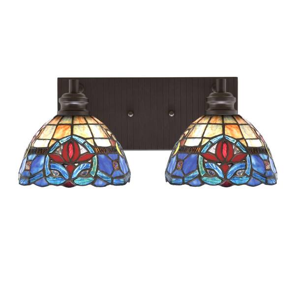 Unbranded Albany 16 in. 2-Light Espresso Vanity Light with Sierra Art Glass Shades