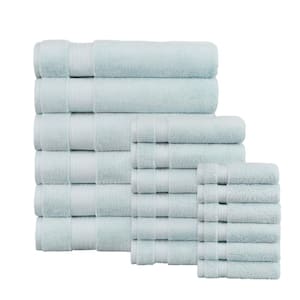Egyptian Cotton Raindrop Blue 18-Piece Bath Sheet Towel Set