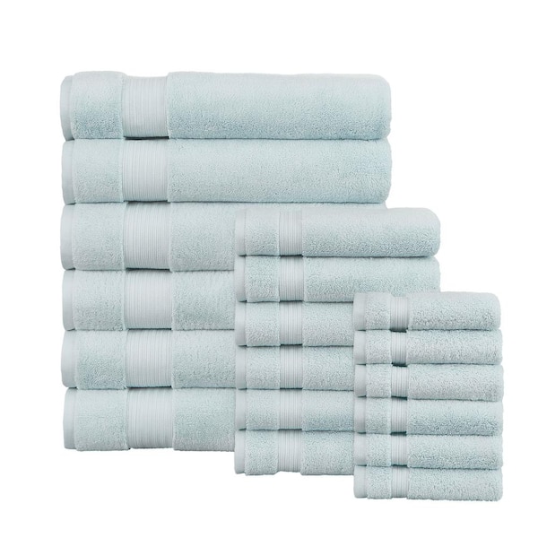 DKNY Quick Dry Cotton Towel Set - 2 Bath, 2 Hand, 2 Washcloths, Seafoam