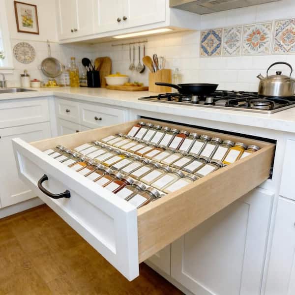 Expandable From 13 in. to 26 in. 4-Tier Spice Drawer Organizer for Kitchen Drawer/Countertop, Clear (2-Pack)