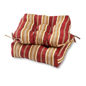 Roma Stripe Square Tufted Outdoor Seat Cushion (2-Pack)