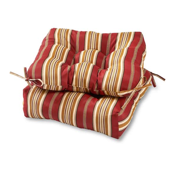 Greendale Home Fashions Roma Stripe Square Tufted Outdoor Seat Cushion (2-Pack)