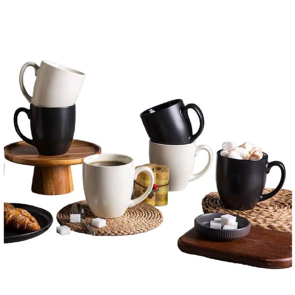Set Of 6 Coffee Mug Sets, 16 Ounce Ceramic Coffee Mugs Restaurant Coffee Mug,  Large-sized Black Coffee Mugs Set Perfect For Coffee, Cappuccino, Tea, C