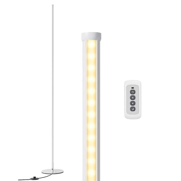 EDISHINE 57.5 in. White 1-Light Smart Dimmable Modern Column Standing Floor Lamp for Living Room with Remote