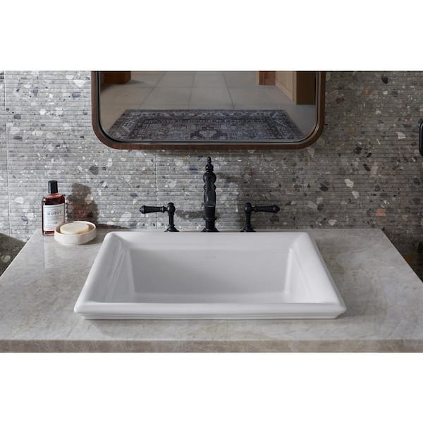 Artifacts 21 in. Rectangular Drop-In Bathroom Sink in White