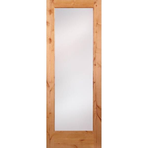 Feather River Doors 36 in. x 80 in. 1 Lite Unfinished Knotty Alder Privacy Woodgrain Interior Door Slab