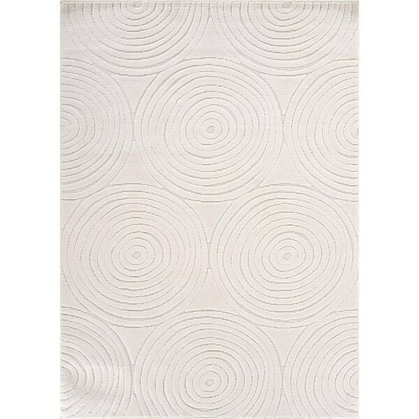 Beverly Rug Cloudy Touch White 10 x 14 ft. Circular Indoor Area Rug