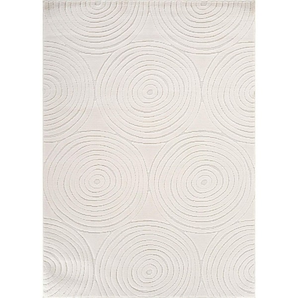 Beverly Rug Cloudy Touch White 6 x 9 ft. Circular Indoor Area Rug