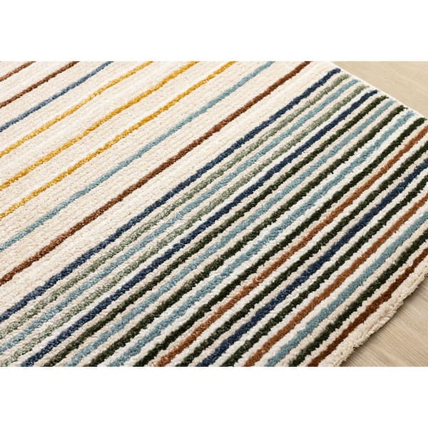 Solvyn Collections 5 ft. x 8 ft. Beige Stripes Indoor Area Rug