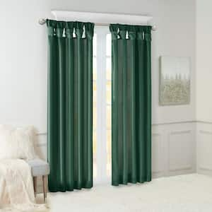 Natalie Green Faux Silk 50 in. W x 95 in. L Room Darkening Curtain (Single Panel)