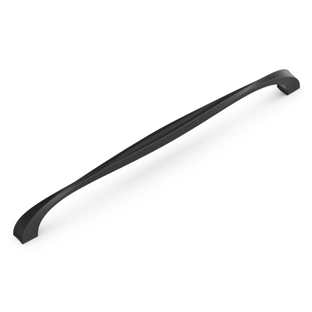 Modern Black Iron Bar Handle with Mounting Hardware, 12-inch