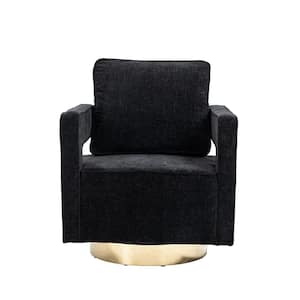 30.7 in. W Black Chenille Swivel Sofa Arm Chair