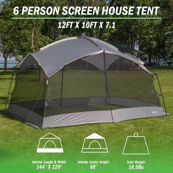 Wakeman Outdoors 12 x 10 Pop Up Screen Tent, Gray 75-CMP1150
