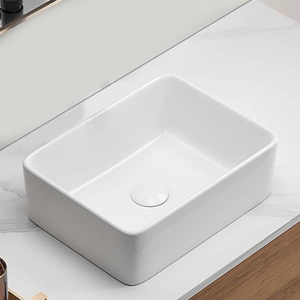 15.75 in. x 11.81 in. Vessel Bathroom Sink in White Ceramic