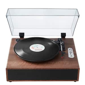 3-Speed Vinyl Record Player with Built-in 10W Stereo Speakers Magnetic Cartridge Support Bluetooth Aux in RCA