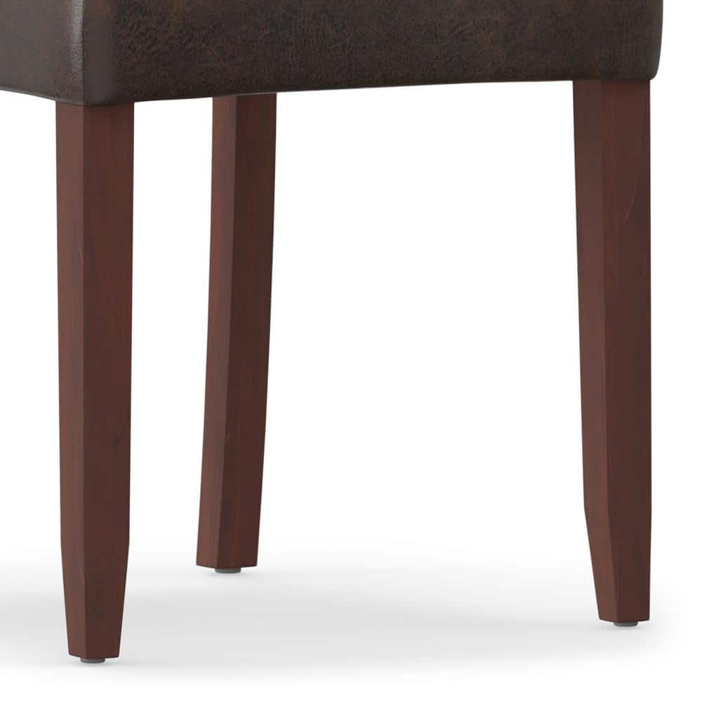 Distressed Brown Faux Leather Parsons Dining Chairs, Set of 2