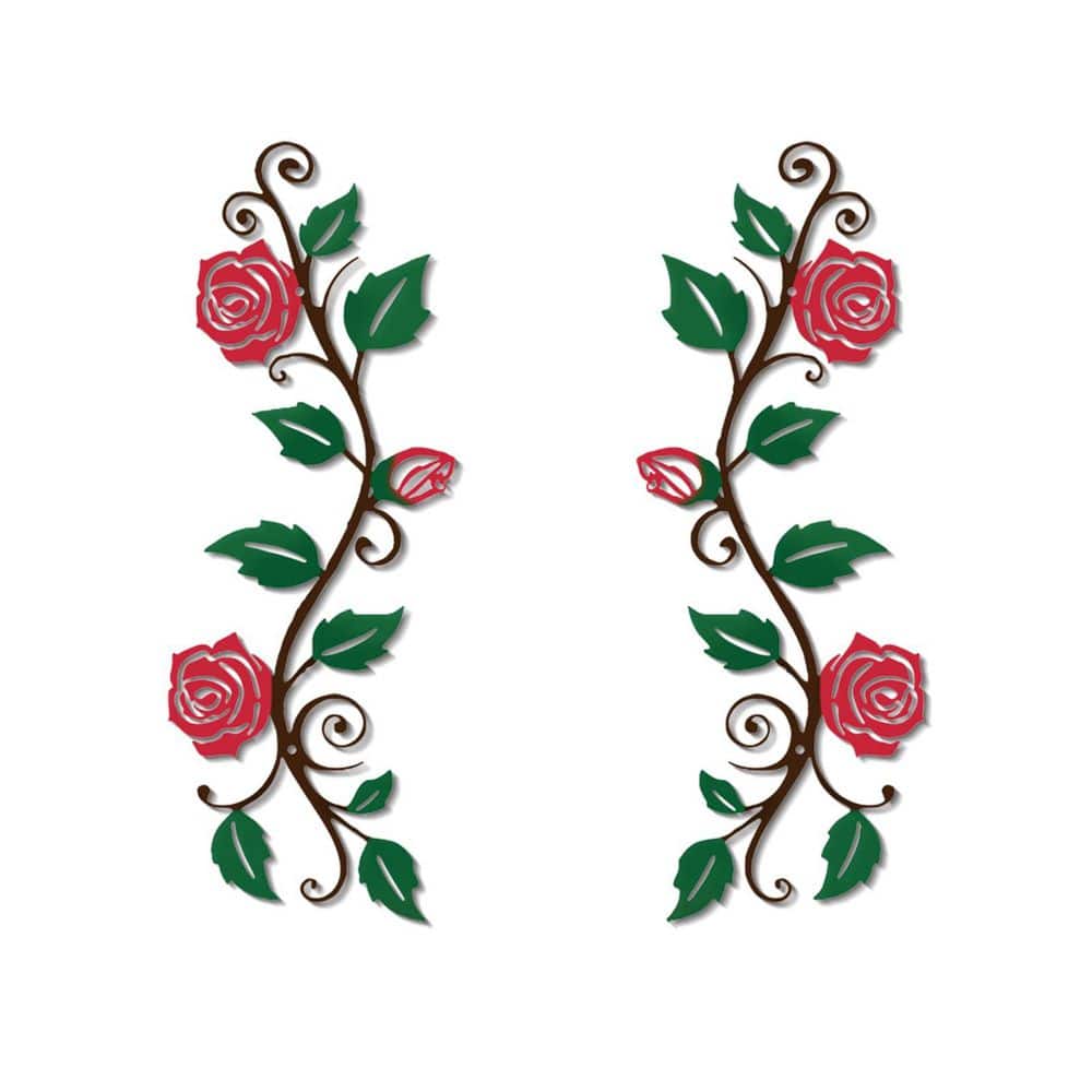 2-Piece Colorful Metal Rose Tree Leaf Wall Sculpture, Rustic Hanging Sign Flowers Decor for Indoor Outdoor Decoration price history on PriceWatchPro