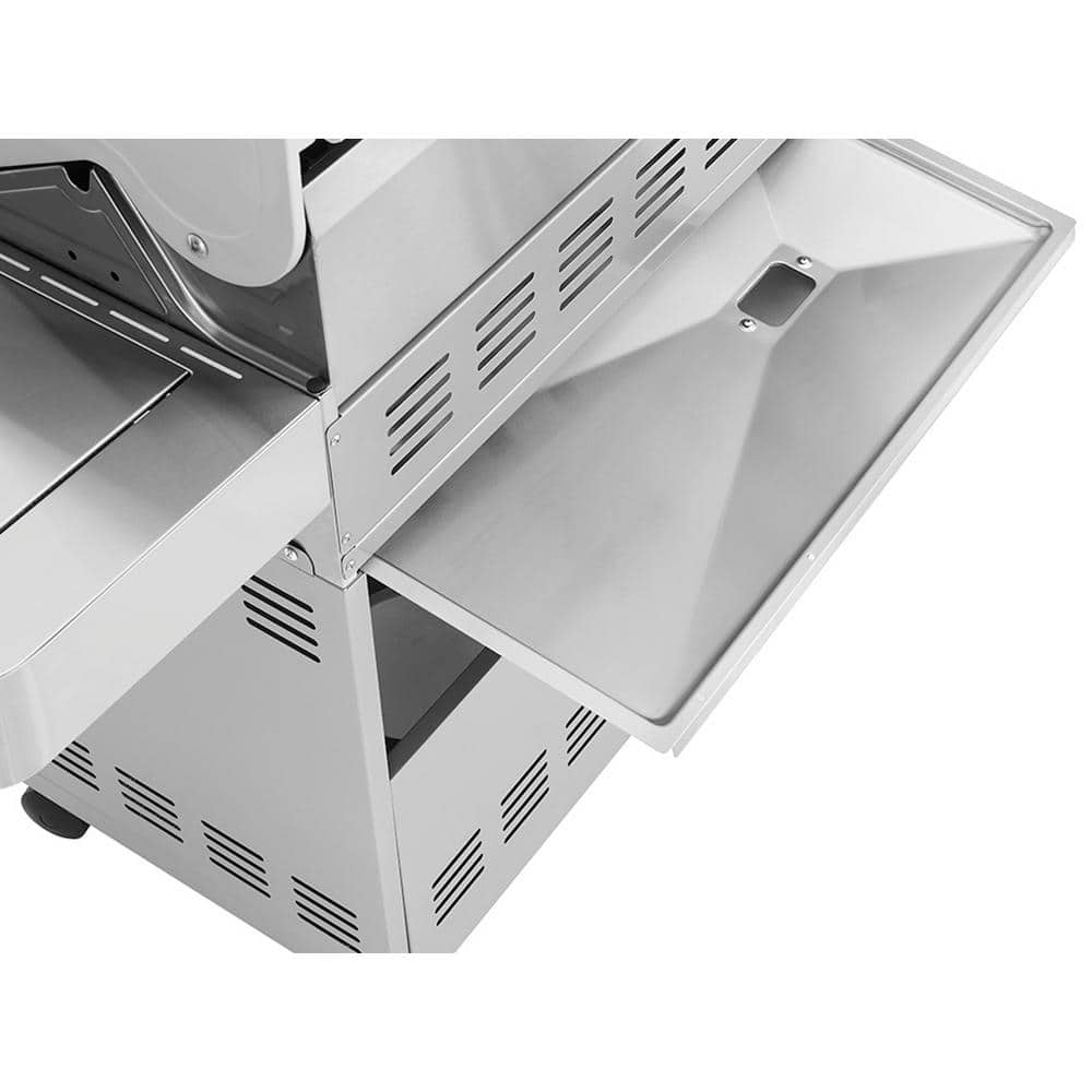 Monument Blue Stainless Steel 4-Burner Propane Gas Grill with Infrared Side Burner