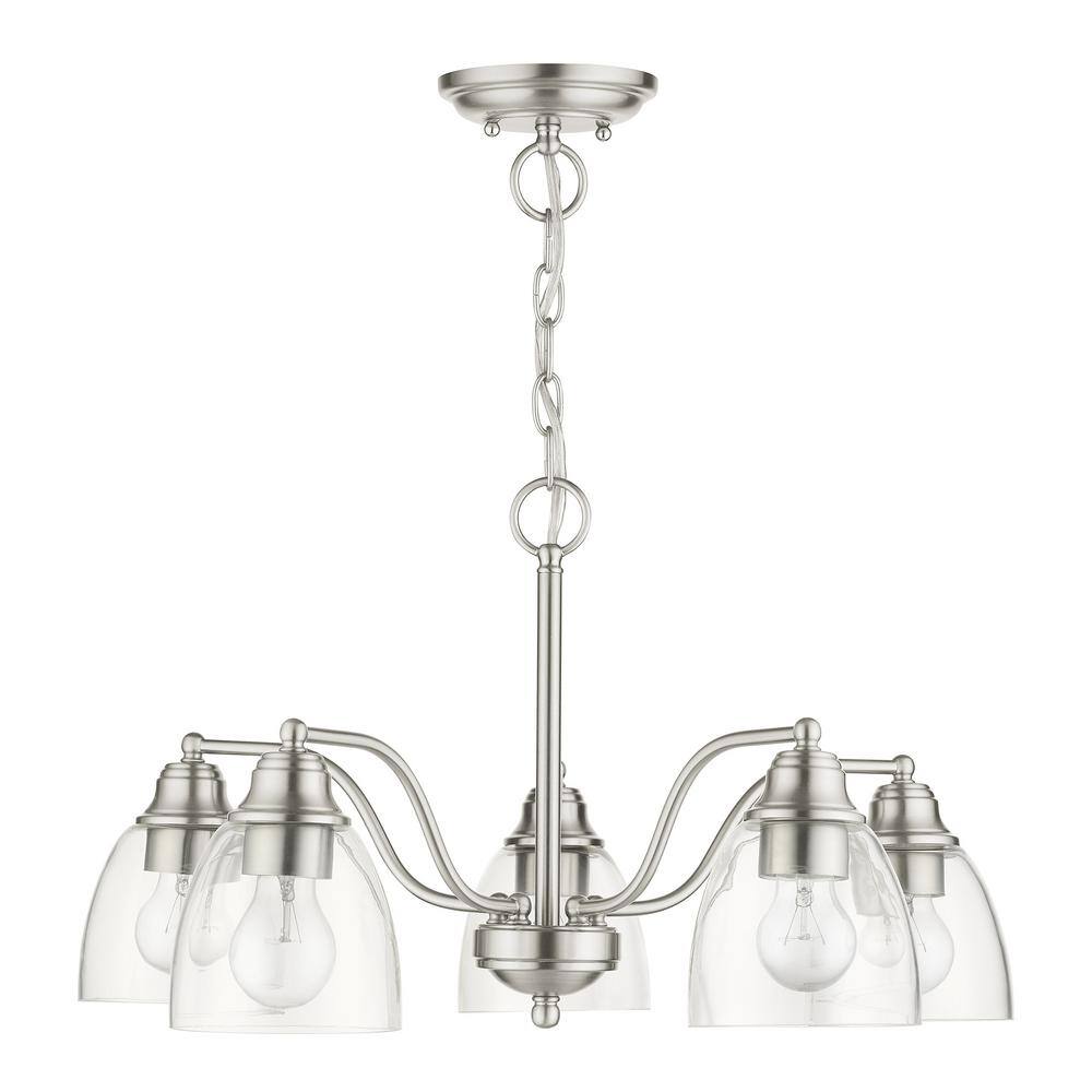 Montgomery Brushed Nickel 5-Light Chandelier with Hand-Blown Glass