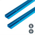 POWERTEC 36" Double-Cut Profile Universal T-Track – Anodized Blue – 4-Pack (71372) – Aluminum, Taiwan