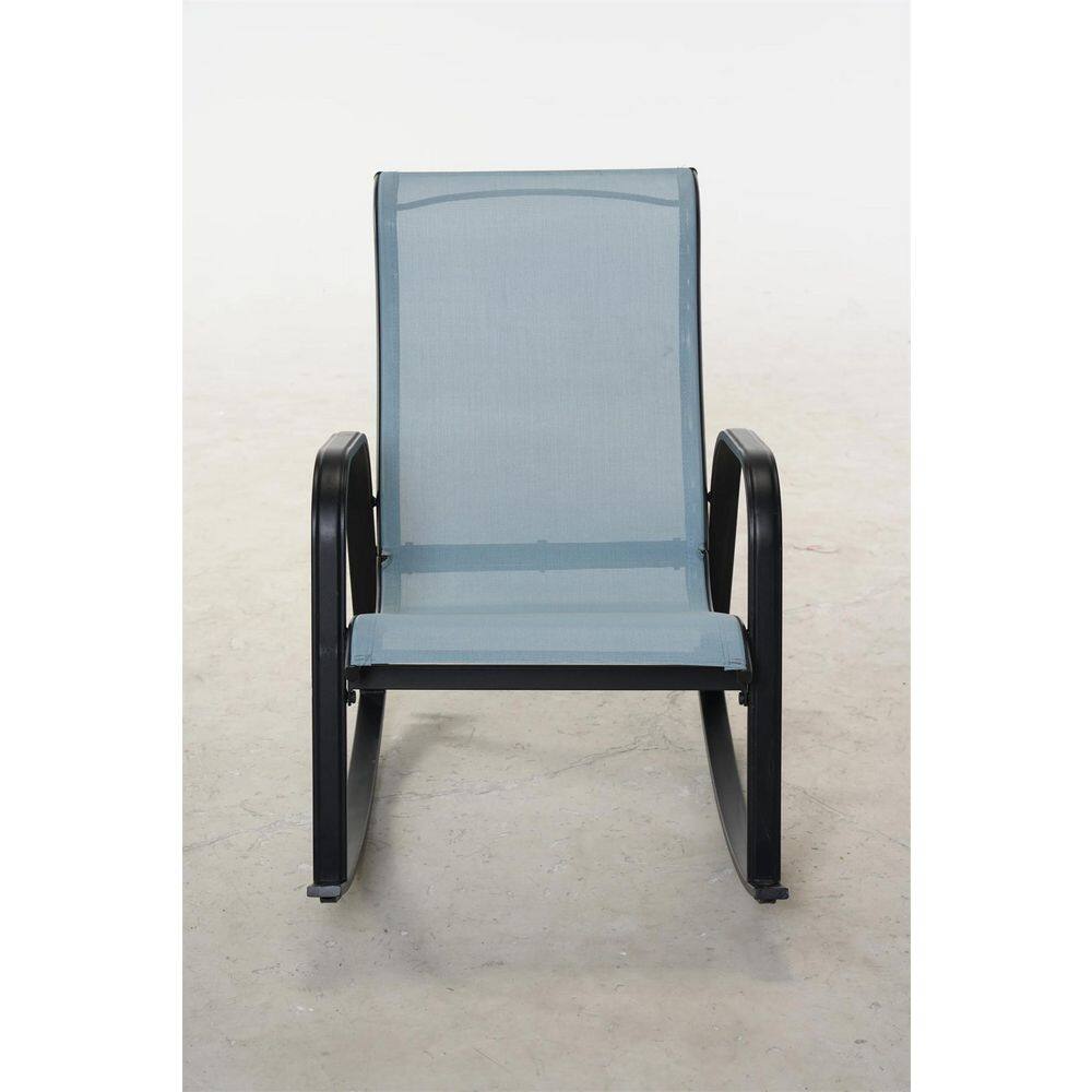 Blue Metal Detachable Outdoor Rocking Chair with Arms