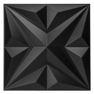 Star Design Series 19.7 in. x 19.7 in. 12-Panels Black Embossed Decorative Wall Panel