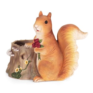 Rogge 15.25 in. Tall Brown Lightweight Concrete Squirrel Planter