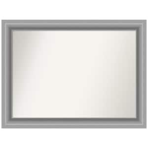 Peak Polished Silver 44 in. W x 33 in. H Rectangle Non-Beveled Framed Wall Mirror in Silver