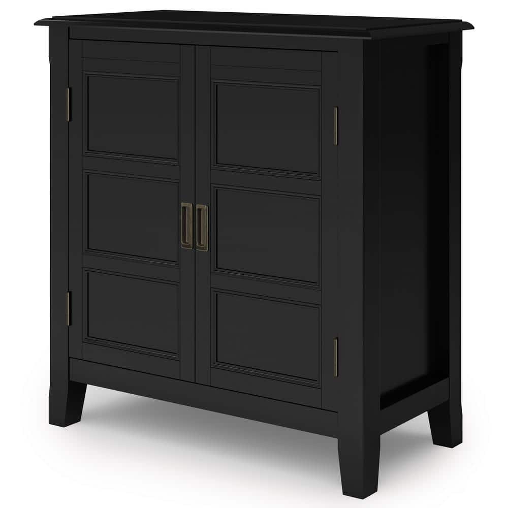 Burlington Black Solid Wood Low Storage Cabinet with Adjustable Shelves