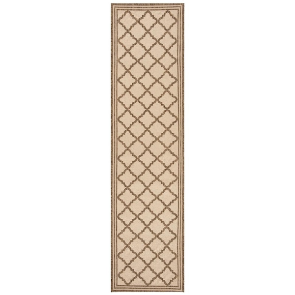 SAFAVIEH Beach House Cream/Beige 2 ft. x 6 ft. Border Trellis Indoor/Outdoor Patio  Runner Rug