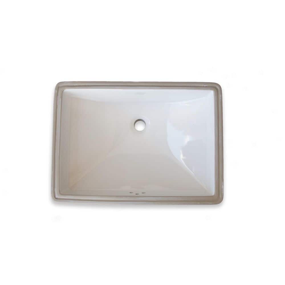 Bisque Ceramic Rectangular Undermount Bathroom Sink with Overflow
